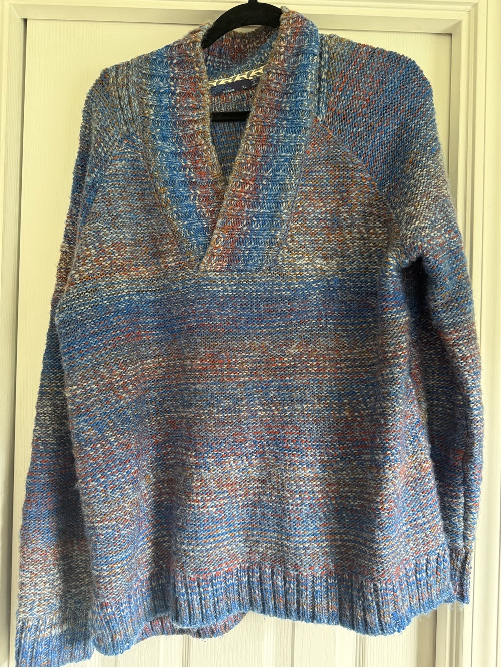 Prana Multicolor V-Neck Shawl-Collar Sweater - Blue, Brown
